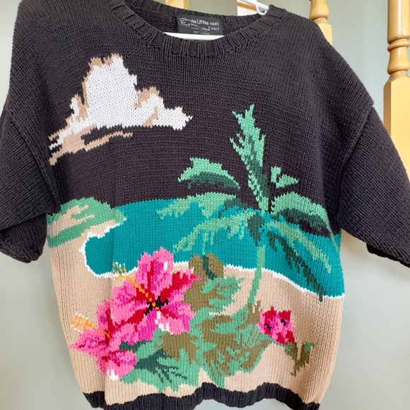 Vintage Hand knit Carole Little St. Tropez Short Sleeve 100% Cotton Sweater sz M - Picture 4 of 4